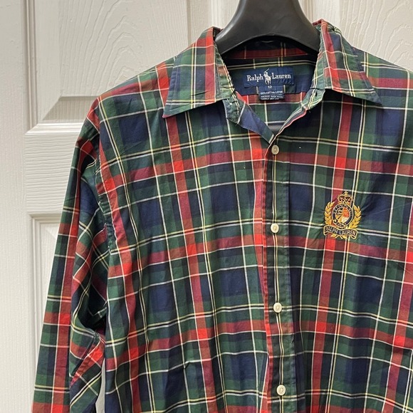 Ralph Lauren Tops - Vintage Ralph Lauren Crest Shirt Women's 12 (Large) Red Tartan Button Up Classic